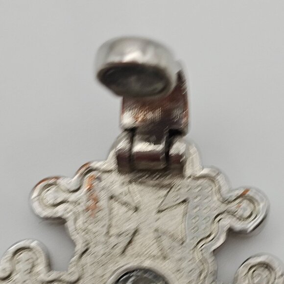 Cross Pendant Rhinestone Western Orange Leather Silver Tone 2.75" Faith Cowgirl - Picture 11 of 14